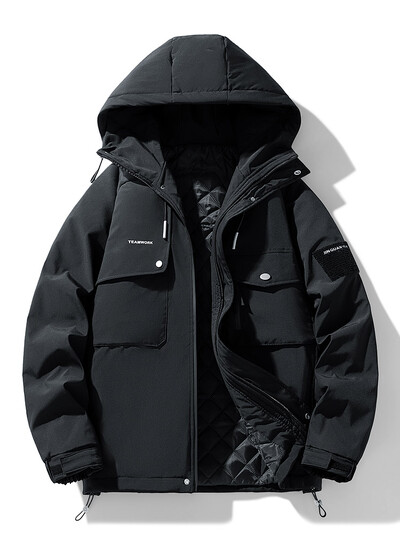 2024. gada jauna vīriešu ziemas jaka, bieza, silta parka mētelis, korejiešu modes kapuce, vējjaka, kokvilnas polsterēta termojaka, liela izmēra 8 XL