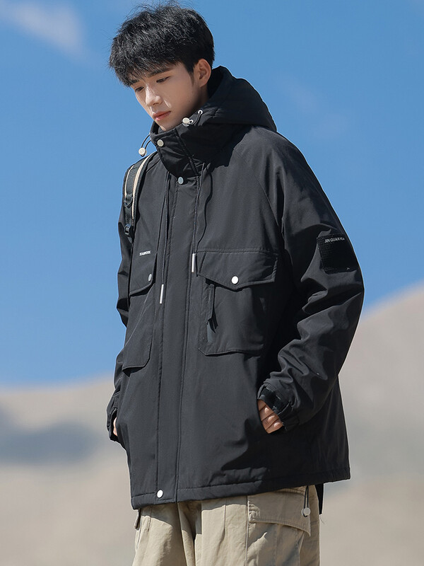 2024. gada jauna vīriešu ziemas jaka, bieza, silta parka mētelis, korejiešu modes kapuce, vējjaka, kokvilnas polsterēta termojaka, liela izmēra 8 XL