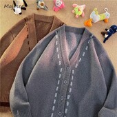 M-3XL Férfi kardigánok V-nyakú, jóképű, elegáns Népszerű, kényelmes, hosszú ujjú, kötött ruhák Tiniknek Főiskolai laza tavaszi koreai