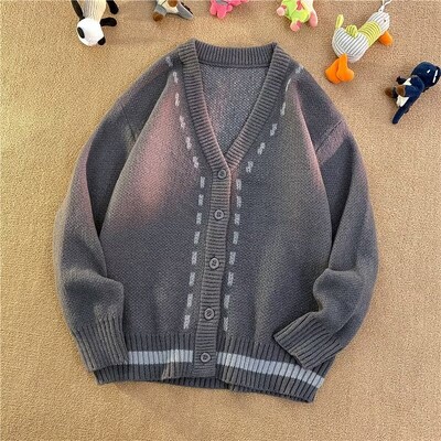 M-3XL Férfi kardigánok V-nyakú, jóképű, elegáns Népszerű, kényelmes, hosszú ujjú, kötött ruhák Tiniknek Főiskolai laza tavaszi koreai