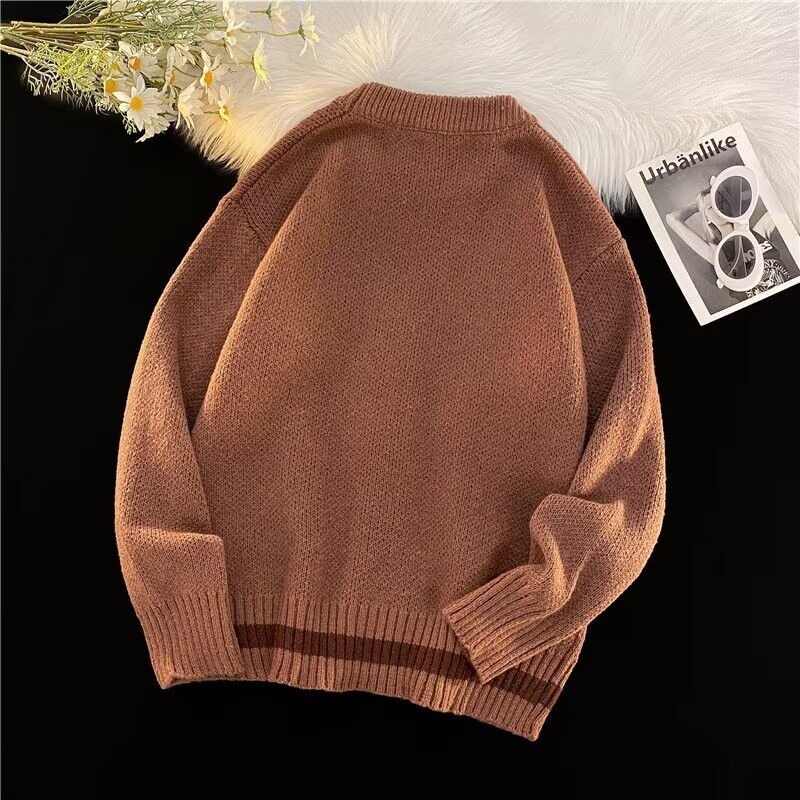 M-3XL Férfi kardigánok V-nyakú, jóképű, elegáns Népszerű, kényelmes, hosszú ujjú, kötött ruhák Tiniknek Főiskolai laza tavaszi koreai