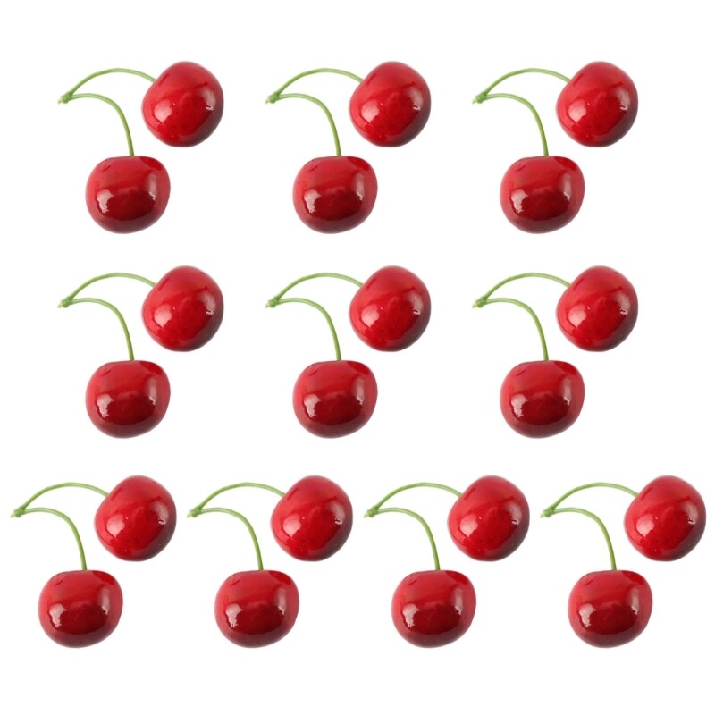 10 pár hamis cseresznye mesterséges dekoráció szimulációk cseresznye gyümölcs hamis gyümölcs modell konyhai fotó kellékek Drop Ship