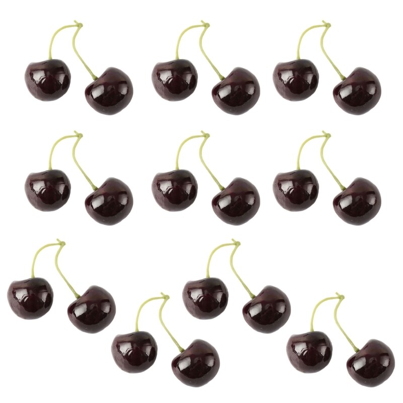 10 pár hamis cseresznye mesterséges dekoráció szimulációk cseresznye gyümölcs hamis gyümölcs modell konyhai fotó kellékek Drop Ship