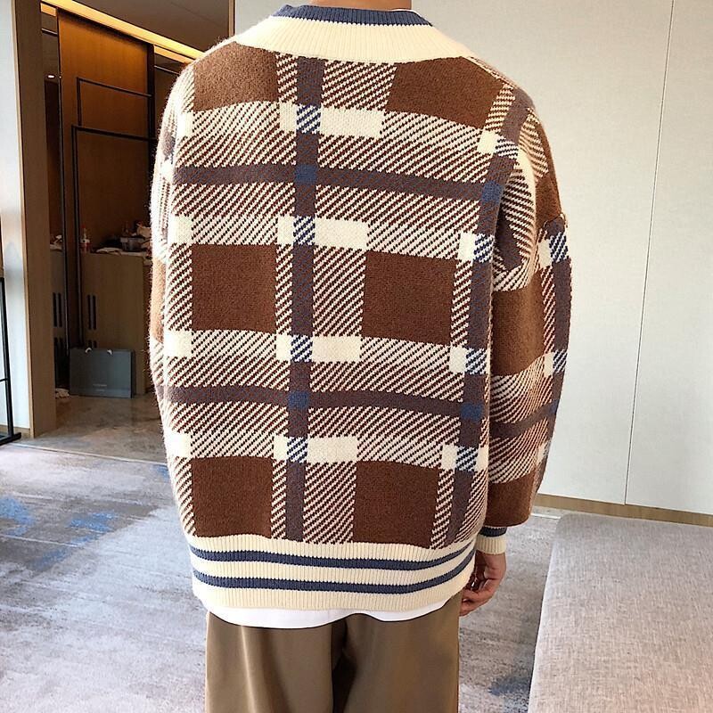 Vīriešu ziemas džemperis Trikotāžas High Street Lielizmēra Jaka Vintage ikdienas brīvs, silts, ērts adīšanas jaciņš 2023 Z198