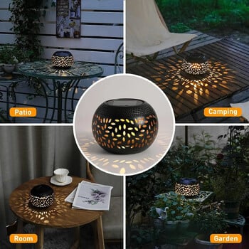 Solar Iron Hollow Lamp Αδιάβροχο φωτιστικό κήπου εξωτερικού χώρου Retro φωτιστικό κήπου Ατμόσφαιρα γκαζόν Διακοσμητικό φωτιστικό τοπίου