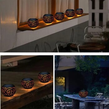 Solar Iron Hollow Lamp Αδιάβροχο φωτιστικό κήπου εξωτερικού χώρου Retro φωτιστικό κήπου Ατμόσφαιρα γκαζόν Διακοσμητικό φωτιστικό τοπίου