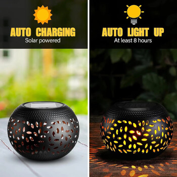 Solar Iron Hollow Lamp Αδιάβροχο φωτιστικό κήπου εξωτερικού χώρου Retro φωτιστικό κήπου Ατμόσφαιρα γκαζόν Διακοσμητικό φωτιστικό τοπίου