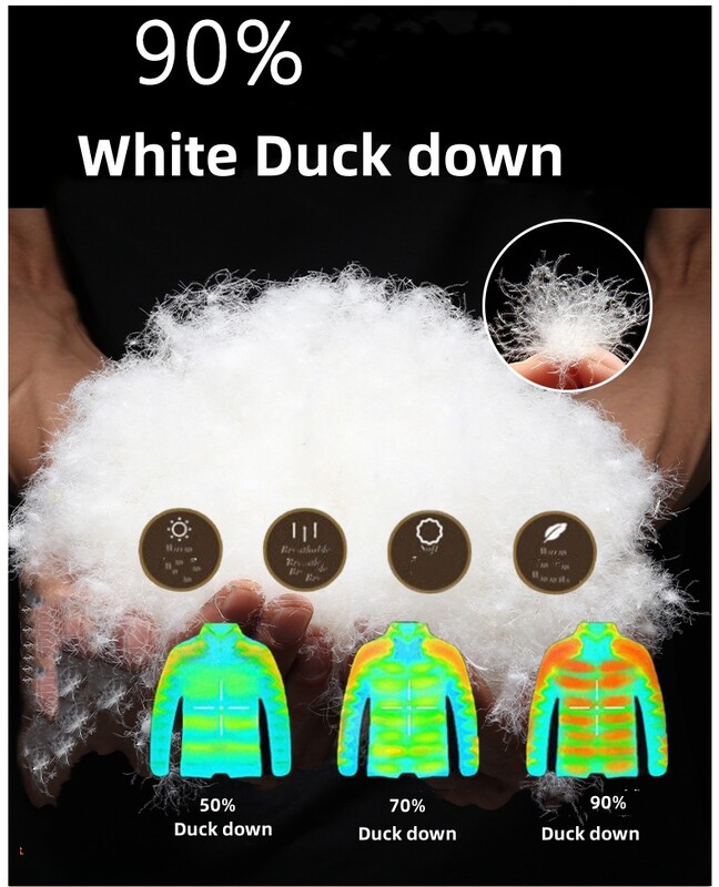 2024. gada ziemas dūnu jaka vīriešiem, īsa, retro spīdīga, noņemama kapuce, balts pīļu dūnu silts mētelis sieviešu augstas kvalitātes aukstumizturīgs parka
