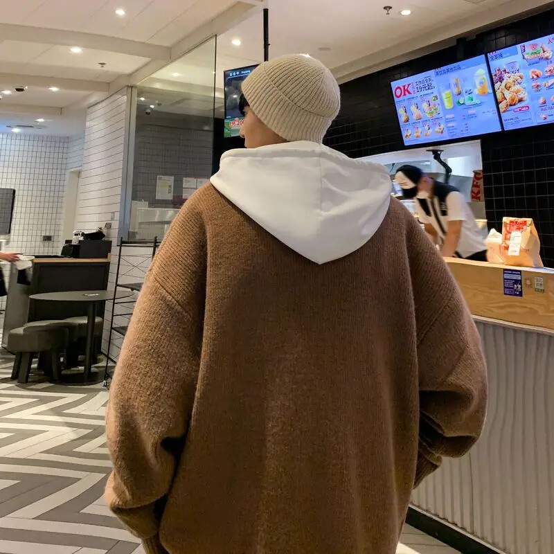 Melns Vīriešu Apģērbs Jaciņa Trikotāžas Džemperi Vīriešiem V kakla izgriezums Zaļa Kokvilna Pasūtījums Vilna Y2k Streetwear Street Trikotāžas Pull Oversize