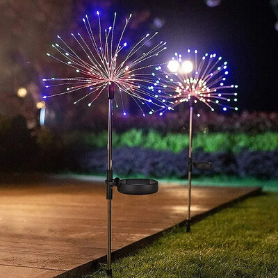 90 LED-es napelemes tűzijáték fények Kerti dekoráció Tündérfények Vízálló kültéri pitypang gyeplámpa terasz kerti dekoráció