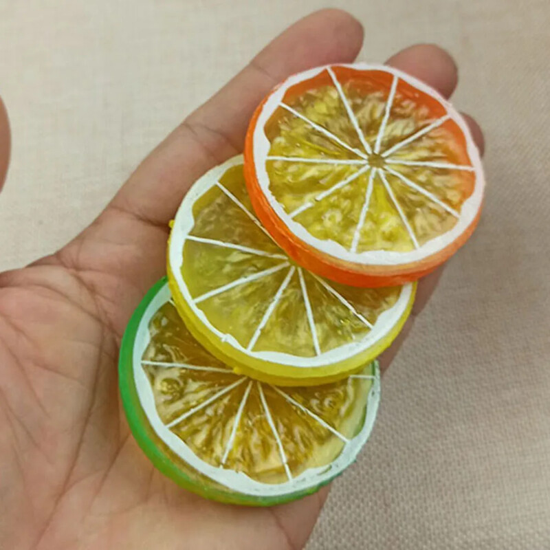 10Gb 5cm PVC mākslīgo augļu simulācija citrona apelsīna šķēles Ziemassvētku augļu rotājums virtuves kāzu viltus citrona dekors