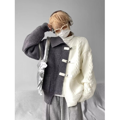 Unikāls dizains augstas klases FeelColor bloķējošs džemperis vīriešiem rudens ziema jauns brīvs piegriezums, silts trikotāžas jaka moderns