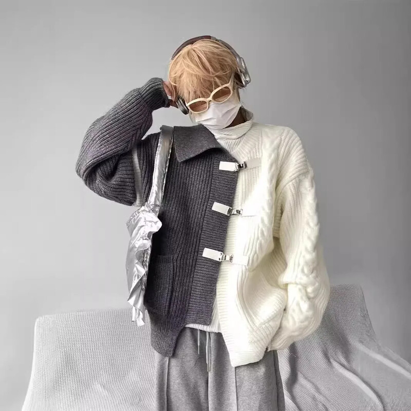 Unikāls dizains augstas klases FeelColor bloķējošs džemperis vīriešiem rudens ziema jauns brīvs piegriezums, silts trikotāžas jaka moderns