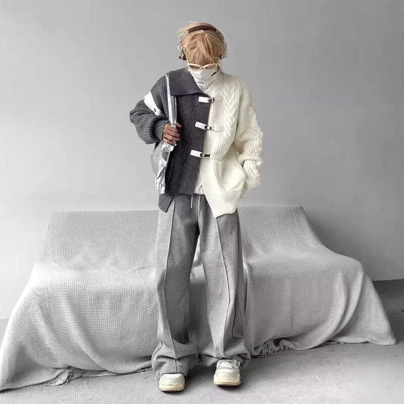 Unikāls dizains augstas klases FeelColor bloķējošs džemperis vīriešiem rudens ziema jauns brīvs piegriezums, silts trikotāžas jaka moderns