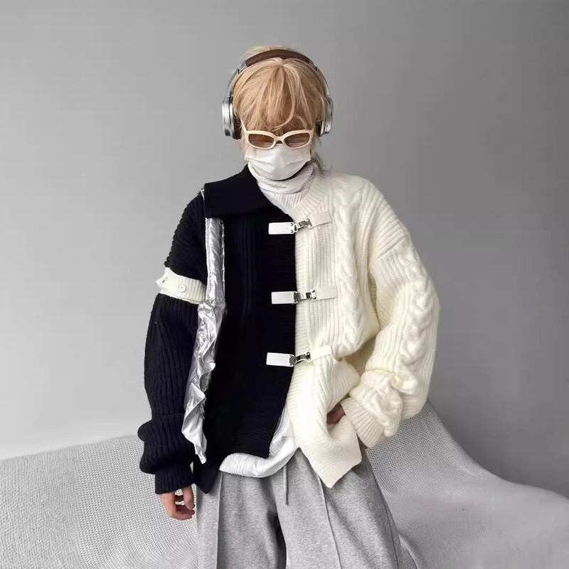 Unikāls dizains augstas klases FeelColor bloķējošs džemperis vīriešiem rudens ziema jauns brīvs piegriezums, silts trikotāžas jaka moderns