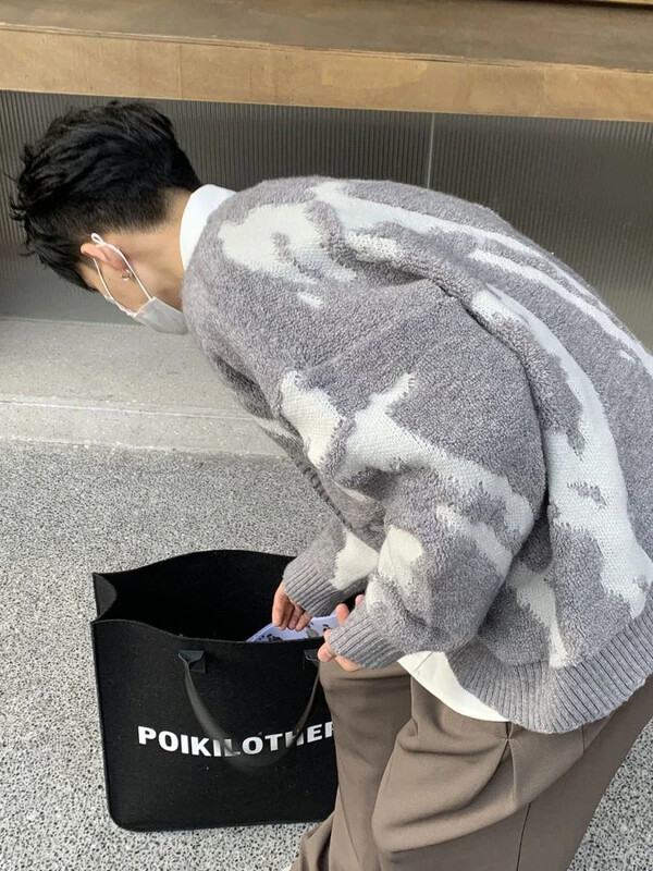 Férfi ruhák Grafikus dzseki Kardigán kötött férfi pulóverek kabát Maletry Y2k Streetwear Nagy méretű felsők 90-es évek Vintage laza szabású X