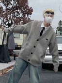 Vīriešu jaka, poga ar V-veida kakla izgriezumu, rudens stulbs, somīgs japāņu stila Harajuku, pāra trikotāža High Street katru dienu