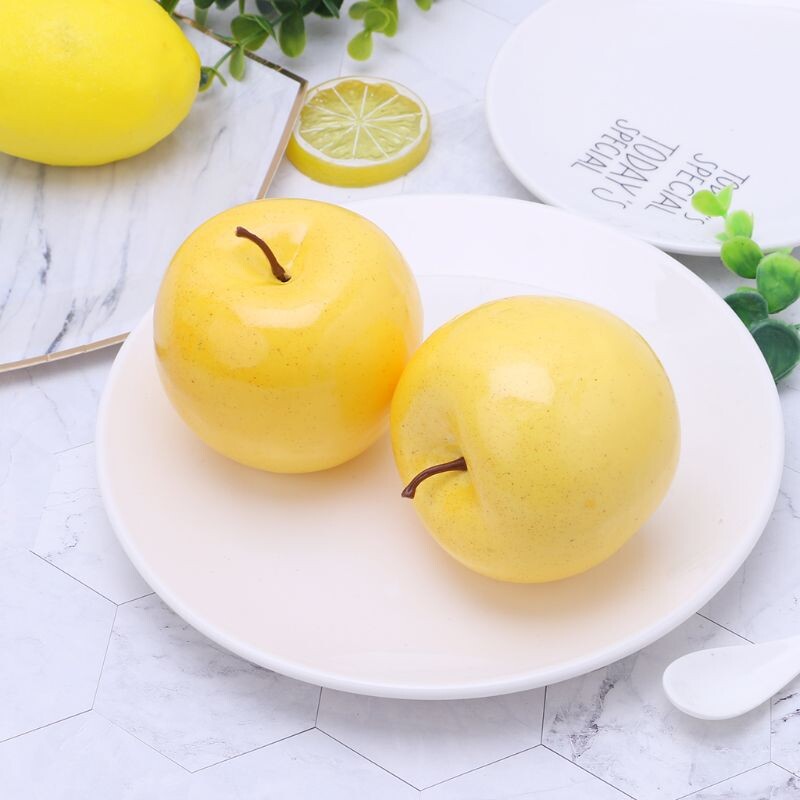 Fructe artificiale realiste pentru măr, culoare galben strălucitor, bucătărie falsă D