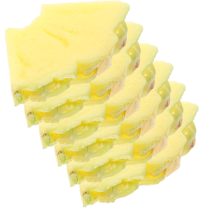 6 gab. Mākslīgie augļi Ananāsi Plastmasas Blocks Dekoratīvi Šķēlītes Citrons Viltus modelēšanas Dekori Dzīvīgs Dekorēšanai Modelis