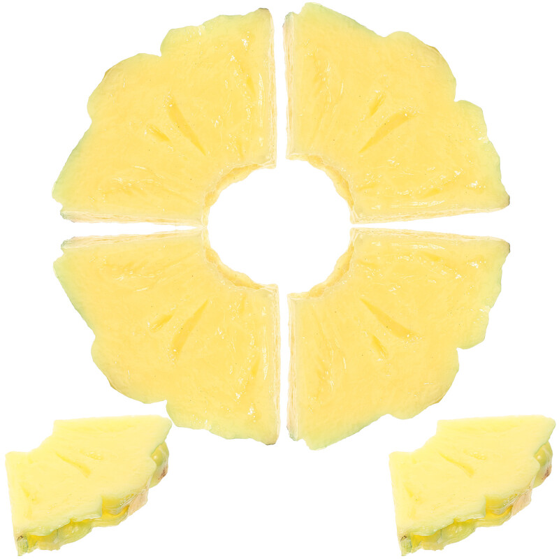 6 gab. Mākslīgie augļi Ananāsi Plastmasas Blocks Dekoratīvi Šķēlītes Citrons Viltus modelēšanas Dekori Dzīvīgs Dekorēšanai Modelis