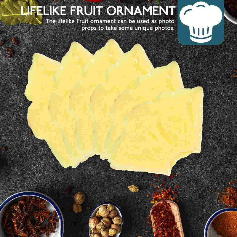 6 gab. Mākslīgie augļi Ananāsi Plastmasas Blocks Dekoratīvi Šķēlītes Citrons Viltus modelēšanas Dekori Dzīvīgs Dekorēšanai Modelis