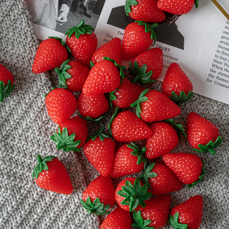 Simulācija zemeņu viltotu augļu pārtika Modelis Ornaments Amatniecības fotografēšanas rekvizīti Kāzu ballītes mājas dekors