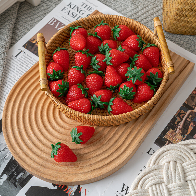 Simulācija zemeņu viltotu augļu pārtika Modelis Ornaments Amatniecības fotografēšanas rekvizīti Kāzu ballītes mājas dekors