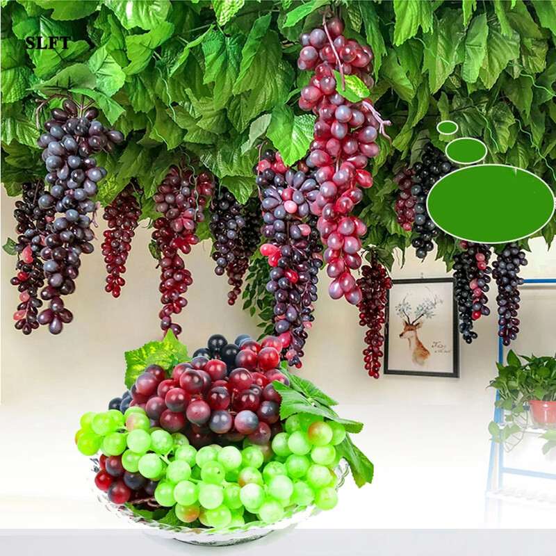 Imitēts vīnogu mākslīgais reālistisks augļu augs dārza mājsaimniecības kulonu dekorēšanai bērniem rotaļlietām kāzu ballīšu dekorēšanai