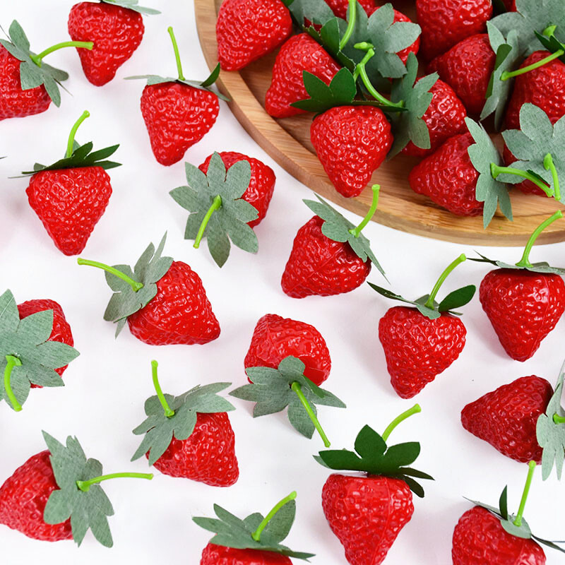 10 db mesterséges eper DIY mesterséges gyümölcsök szimuláció műanyag hamis gyümölcs party kellékek otthoni esküvői dekoráció