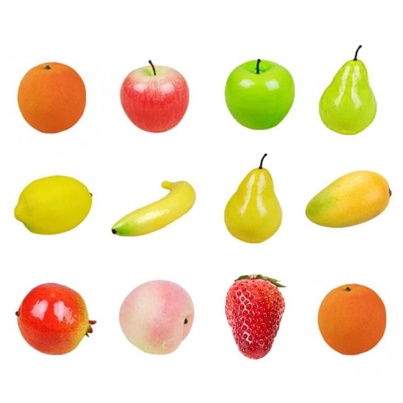 12 gab. Izlases piegāde Mākslīgie augļi Dzīvīgi dārzeņi Pārtika Modelis Virtuve Ainava Mājas dekors Darbvirsmas ornaments Fotoattēls