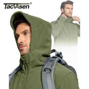 TACVASEN Ανδρικό μπουφάν Fleece με κουκούλα Φθινοπωρινό Χειμώνα Ζεστό Παλτό Κάμπινγκ Εξωτερικού Χώρου Πεζοπορίας με φερμουάρ με πολλές τσέπες με φερμουάρ