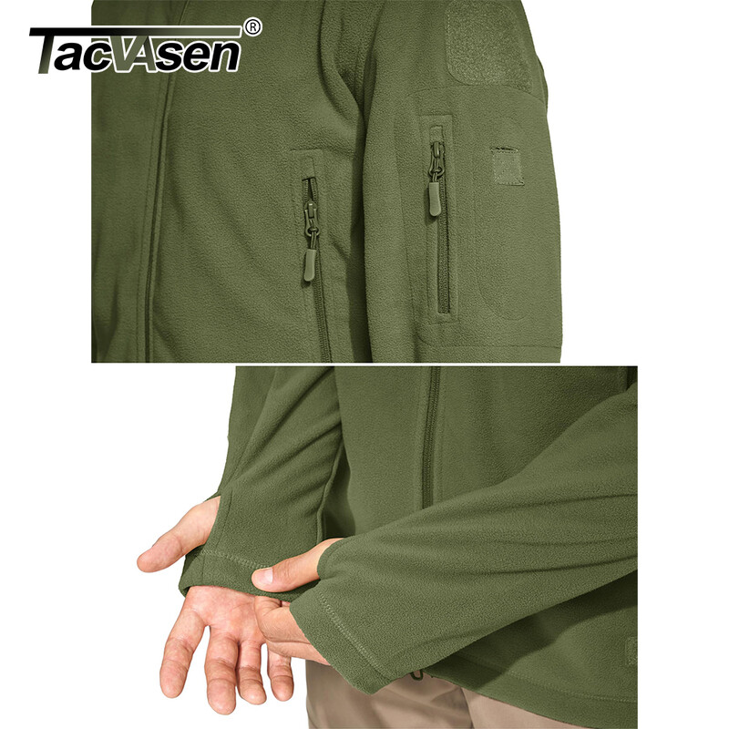 TACVASEN vīriešu jaka ar kapuci, vilnas jaka rudens ziemas silts ar pilnu rāvējslēdzēju āra pārgājienu darba kempinga mētelis ar vairākām rāvējslēdzēju kabatām