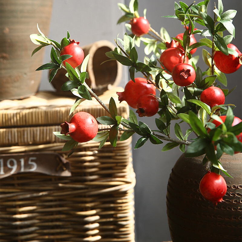 80 cm 6 galvutės dirbtinės granato šakelės putplasčio modeliavimo vaisiai netikros uogos namų vestuvinės vazos dekoravimo fotografijos rekvizitas