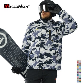 MAGCOMSEN Fleece τζάκετ σκι Ανδρικό με κουκούλα αδιάβροχο θερμικό παχύ ζεστό Camo Parka Αφαιρούμενα παλτά με κουκούλα χειμώνα Snowboard Anorak