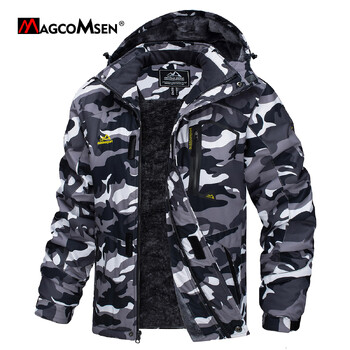 MAGCOMSEN Fleece τζάκετ σκι Ανδρικό με κουκούλα αδιάβροχο θερμικό παχύ ζεστό Camo Parka Αφαιρούμενα παλτά με κουκούλα χειμώνα Snowboard Anorak