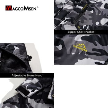 MAGCOMSEN Fleece τζάκετ σκι Ανδρικό με κουκούλα αδιάβροχο θερμικό παχύ ζεστό Camo Parka Αφαιρούμενα παλτά με κουκούλα χειμώνα Snowboard Anorak