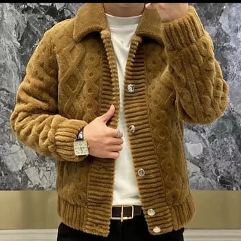 Κομψό casual ανδρικό χοντρό μπουφάν με επένδυση Fleece Φθινοπωρινό Χειμωνιάτικο Ζεστό T-shirt Ευέλικτο ανδρικό ένδυμα για νέους 30-50 ετών