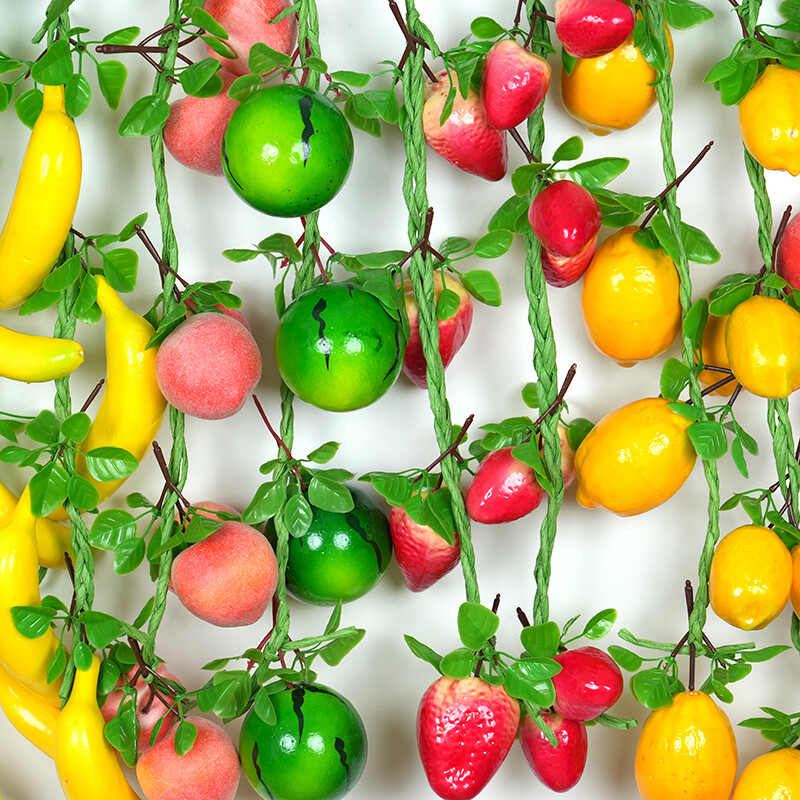 Simulare Fructe Snur Banană Căpșuni Piersici Lămâie Restaurant Bucătărie Festival Decor Petrecere Recuzită Fotografie