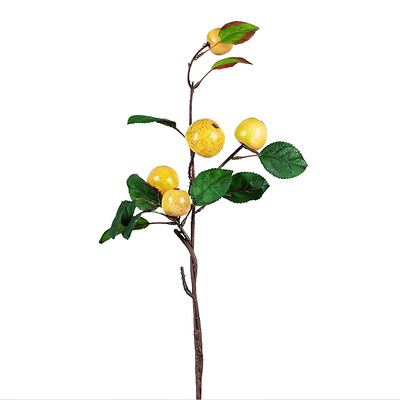 Väike õun kodusisustus kunstlik sidruni oks vitriin 48cm puu kaunistus köök võlts varre lillede Decor