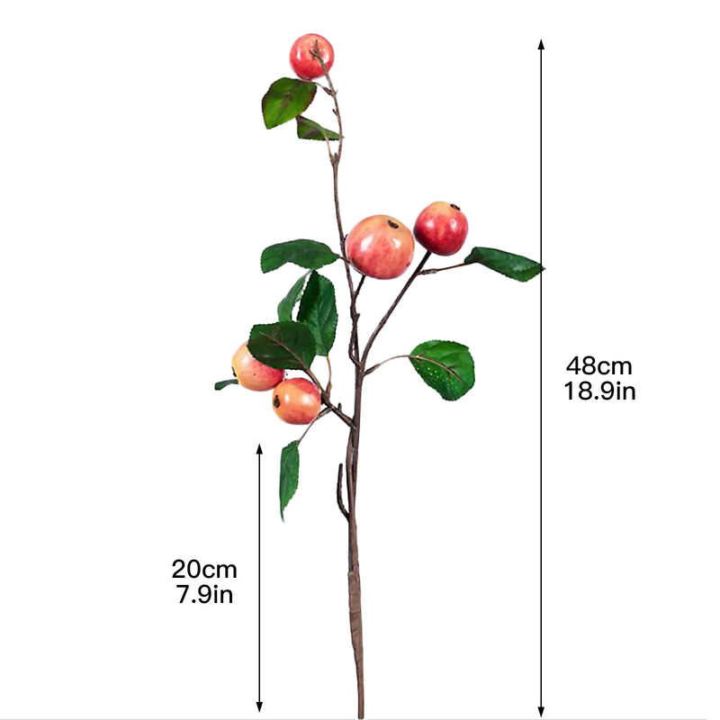 Väike õun kodusisustus kunstlik sidruni oks vitriin 48cm puu kaunistus köök võlts varre lillede Decor