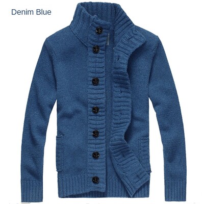 Vīriešu džemperis priekšpusē ar pogām jaciņa svīteri ar apkaklīti vīriešiem mētelis silts trikotāžas apģērbs