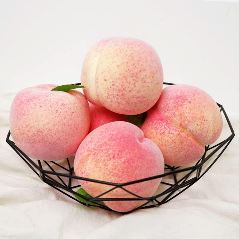 5 db mesterséges lédús őszibarack szimuláció hamis gyümölcs őszibarack levelekkel fotó kellékekkel otthoni dekoráció