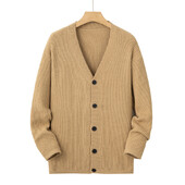 Cardigane cu dungi pentru bărbați, solidă, cu croiala clasică, pulovere deschise în față, cu mânecă lungă, cu decolteu în V, pulovere, haine pentru bărbați