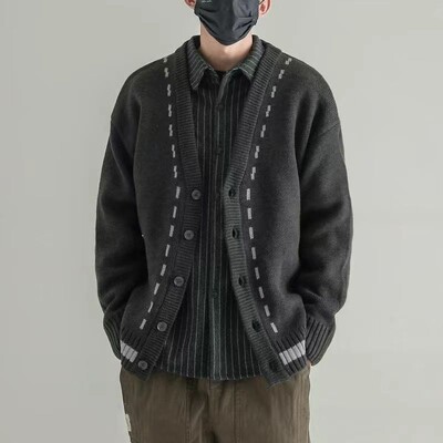 Vīriešu džemperis Brīvi vintage mēteļi Ielu apģērbi Adījums jaciņa Vīriešu ikdienas austs ar garām piedurknēm korejiešu modes estētisks atvērts oriģināls