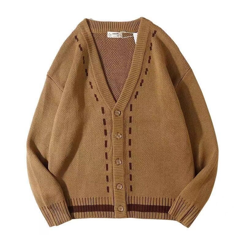 Vīriešu džemperis Brīvi vintage mēteļi Ielu apģērbi Adījums jaciņa Vīriešu ikdienas austs ar garām piedurknēm korejiešu modes estētisks atvērts oriģināls