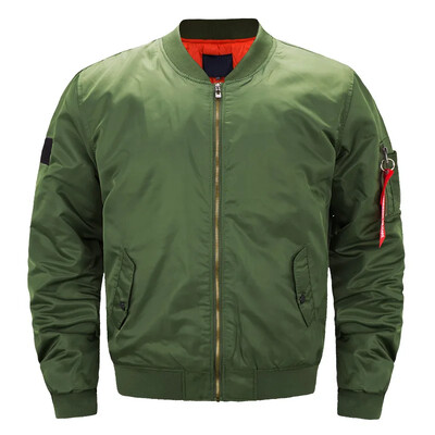 Jachetă bomber pentru bărbați, pilot Air, pentru bărbați Jachete militare pentru bărbați, ocazional, cu fermoar, pentru pilot, verde, noi, slim fit, pentru bărbați