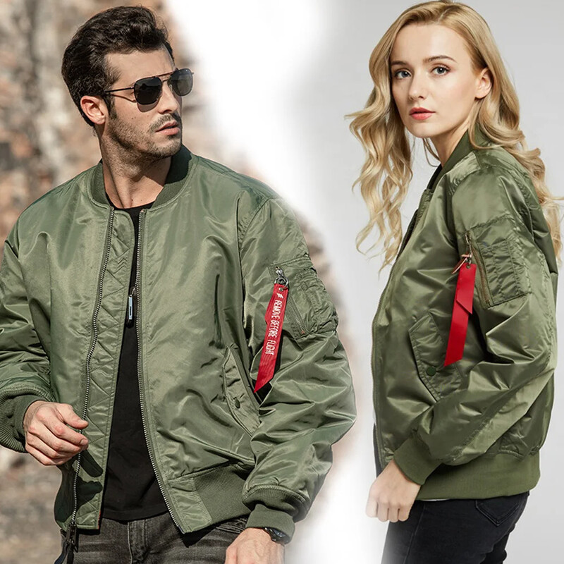 Jachetă bomber pentru bărbați, pilot Air, pentru bărbați Jachete militare pentru bărbați, ocazional, cu fermoar, pentru pilot, verde, noi, slim fit, pentru bărbați
