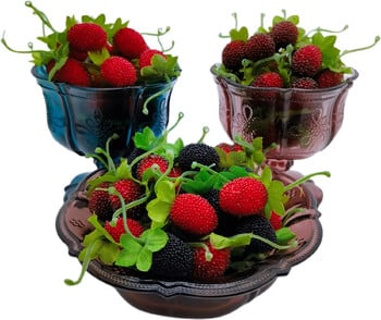 Τεχνητό Raspberry Red Berry, Φράουλα, Faux Fruit, BlackBerry Props, Διακόσμηση τραπεζιού, Μαύρο, 4 τμχ