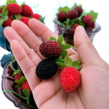 Τεχνητό Raspberry Red Berry, Φράουλα, Faux Fruit, BlackBerry Props, Διακόσμηση τραπεζιού, Μαύρο, 4 τμχ