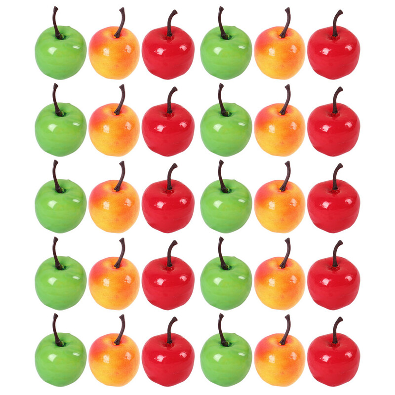30 gab. Mākslīgie augļi Mini āboli Miniatūri viltoti augļi Leļļu mājas dekors Burbuļu modeļi Rekvizīti putu izkārtojuma aina